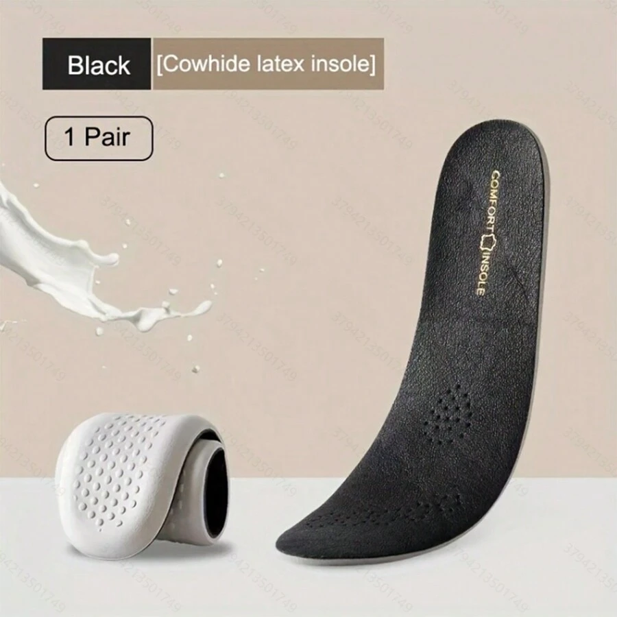 Leather Latex Sport Insoles For Shoes Cowhide Shock Absorption Foot Pad For Women High Heels Women Pumps And Men Sneakers Shoes Summer