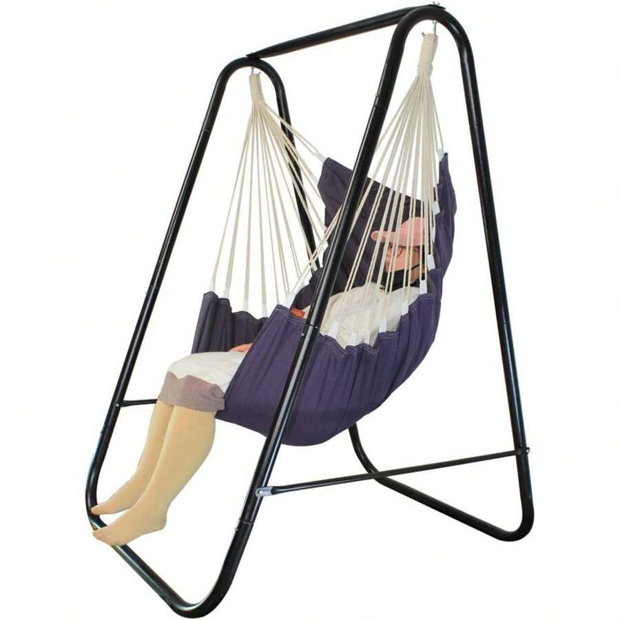 Hammock Chair Stand,Include Large Hanging Indoor Swing,MAX Load 500 LBS, Heavy-Duty Steel Hammock Stand For Indoor OutdoorGrey