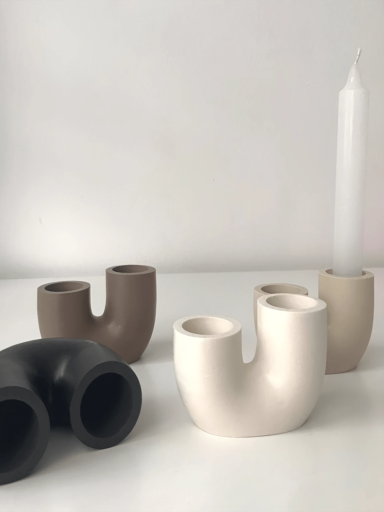 1 pieza DIY Molde de silicona para candelabro en forma de U, molde para hacer velas de hormigón, yeso, resina epoxi, manualidades y decoración del hogar