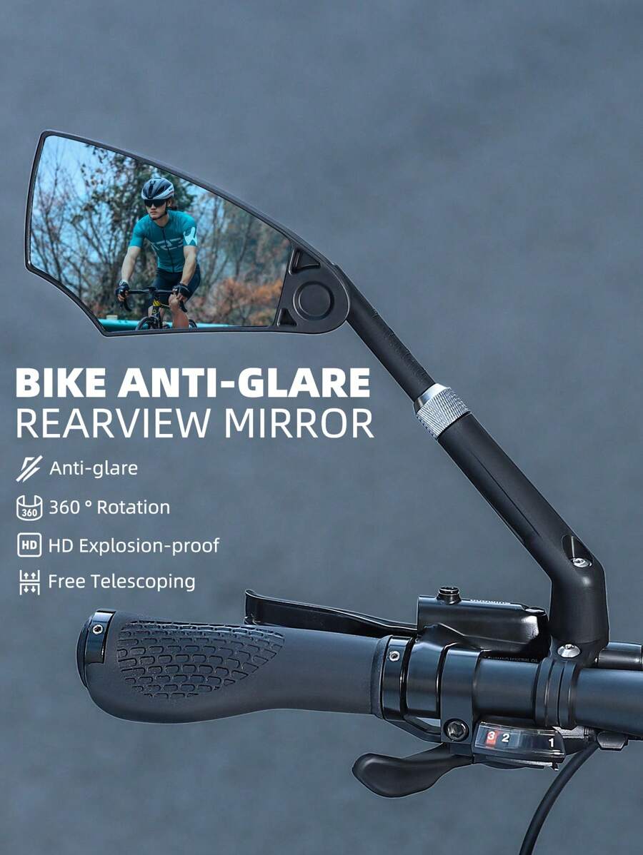 WEST BIKING Ein WEST BIKING Anti-Glare Fahrrad-Rückspiegel für Links - Ausziehbar, bruchsicher, Mountainbike-Reflektor Radfahren Ausrüstung