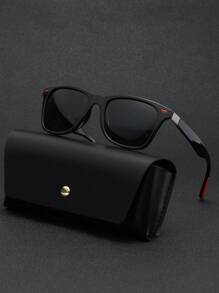 Montura negra lentes polarizadas grises/uñas de arroz rojo caucho rojo