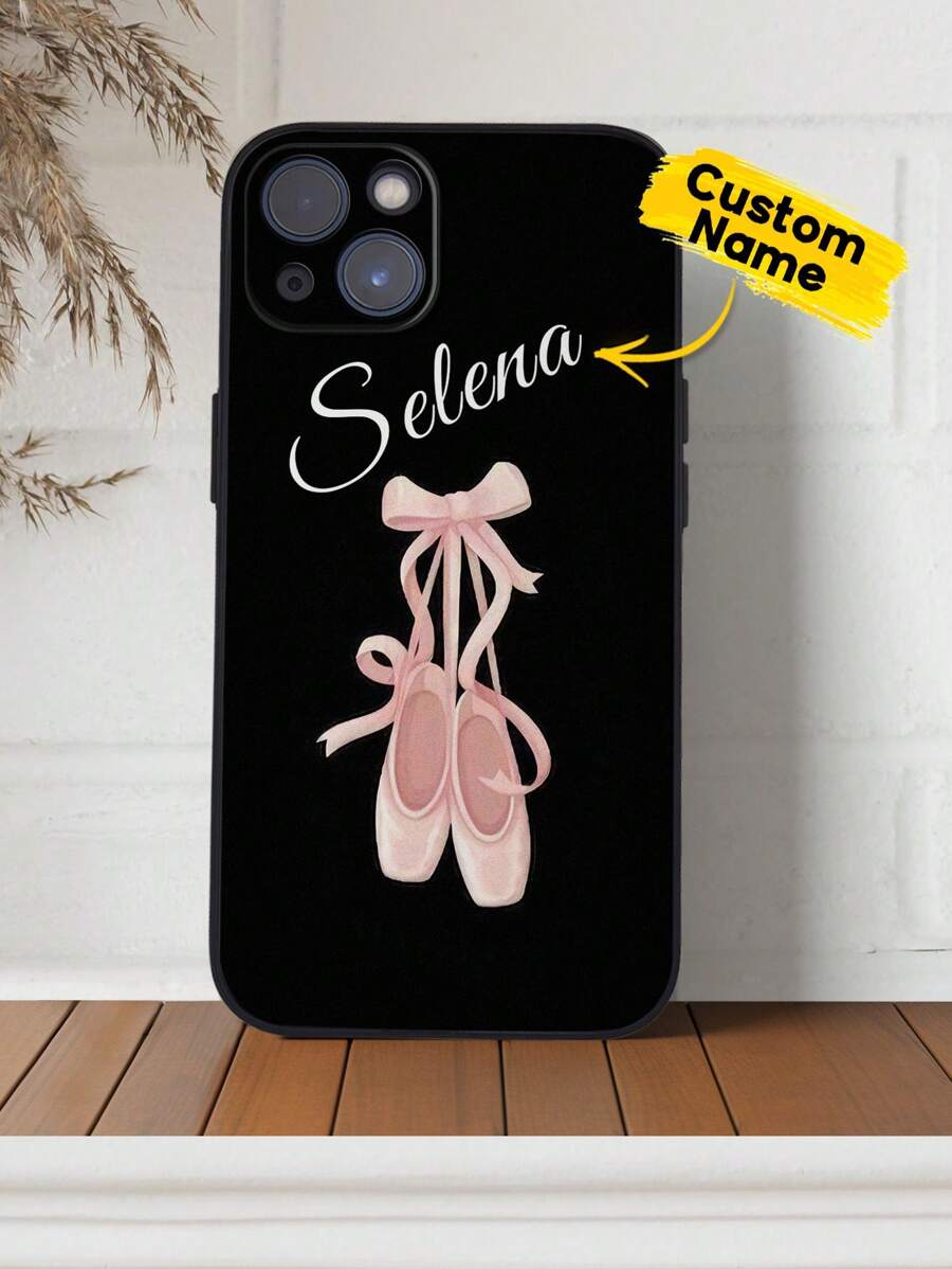 1 pieza Funda de teléfono personalizada con nombre, Funda de teléfono móvil personalizada con zapatos de ballet rosa, Funda de teléfono personalizada para bailarina, Funda de teléfono TPU, Protección antichoque para su teléfono, Serie de teléfonos, Funda para Phone Pro/Pro Max/X/XR/XS/XS Mini/Max, Regalo único para ella, Regalo de cumpleaños, Novia, Amante, Esposa, Amigos, Ideal para bailarina