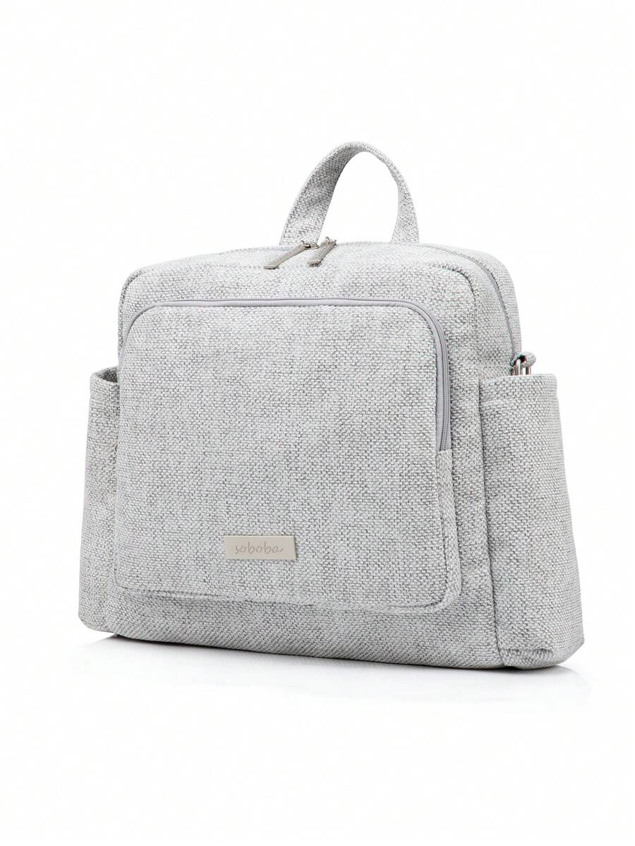 SOBOBA Mochila de maternidad de gran capacidad de lino que puede ser colocada en el cochecito del bebé