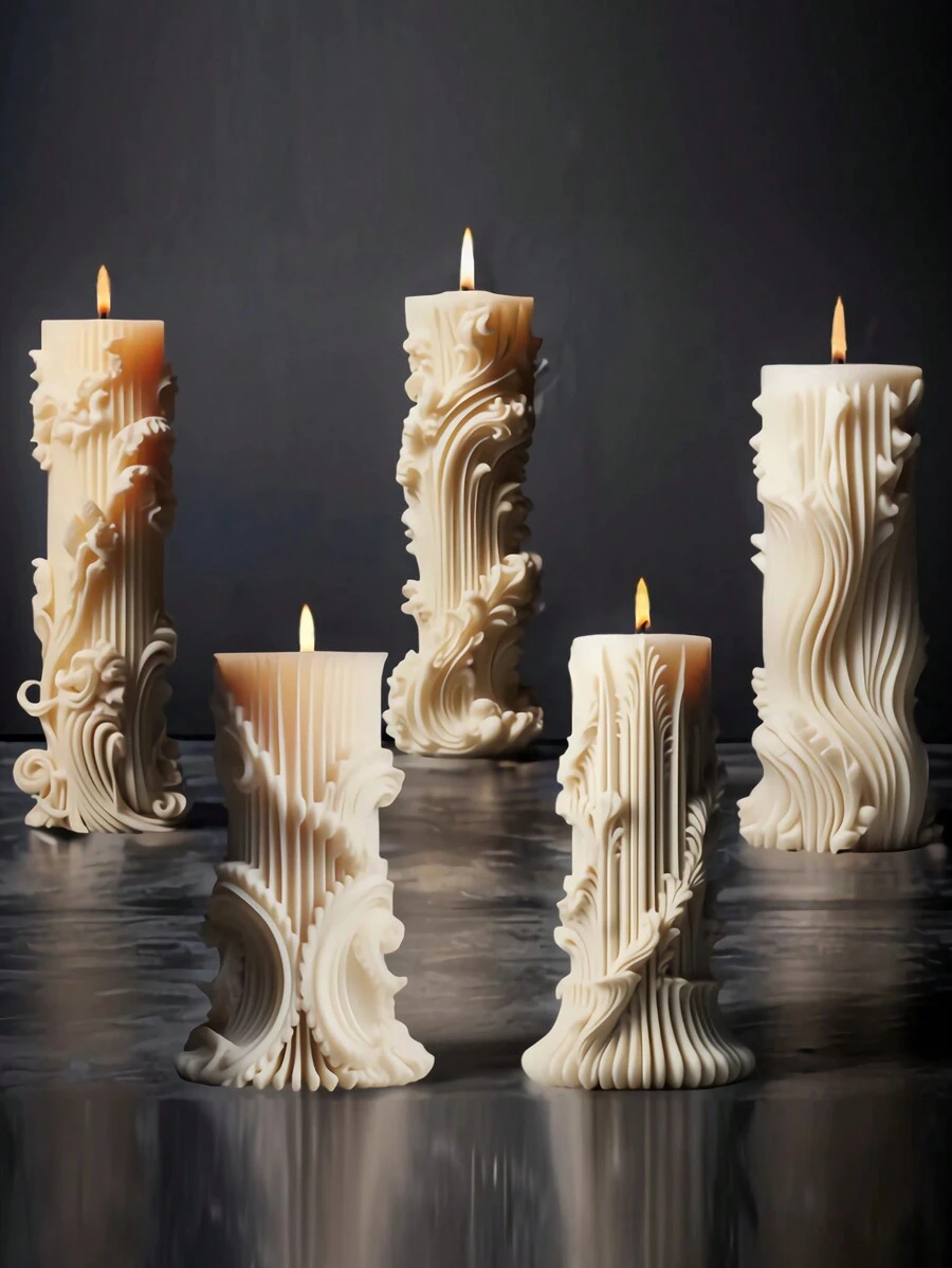 1 pieza Molde de silicona con diseño de cilindro estilo europeo para hacer velas aromáticas personalizadas, manualidades, regalos y decoración