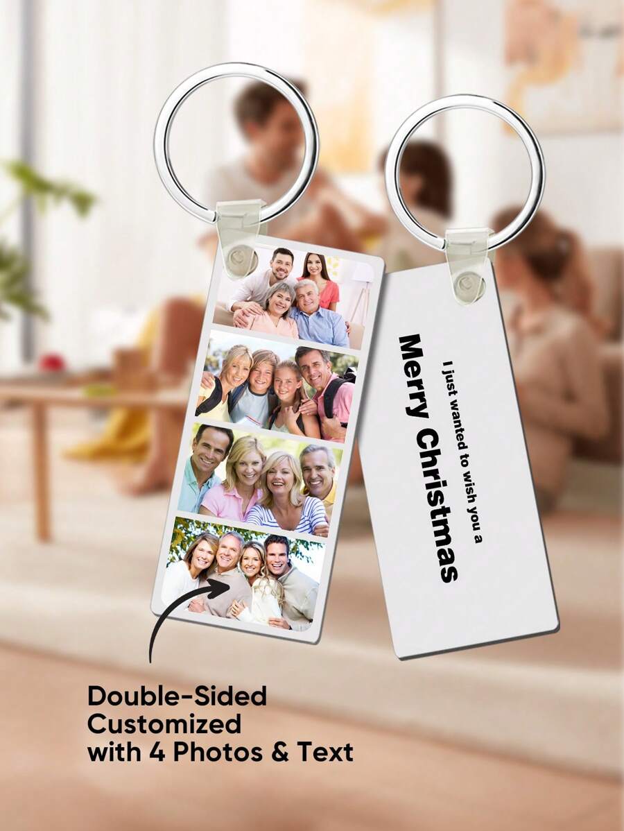 1 Peça Chaveiro Personalizado com Foto da Família, Chaveiro Personalizado da Família, Chaveiro Gravado, Brinde Gravado, Brinde Único para Ela, Ideal para Dia das Mães, Dia dos Pais, Amigos, Animais de Estimação, Avós, Crianças, Formatura, Casamentos, Natal, Inverno, Outono, Acessórios de Natal, Chaveiro Personalizado