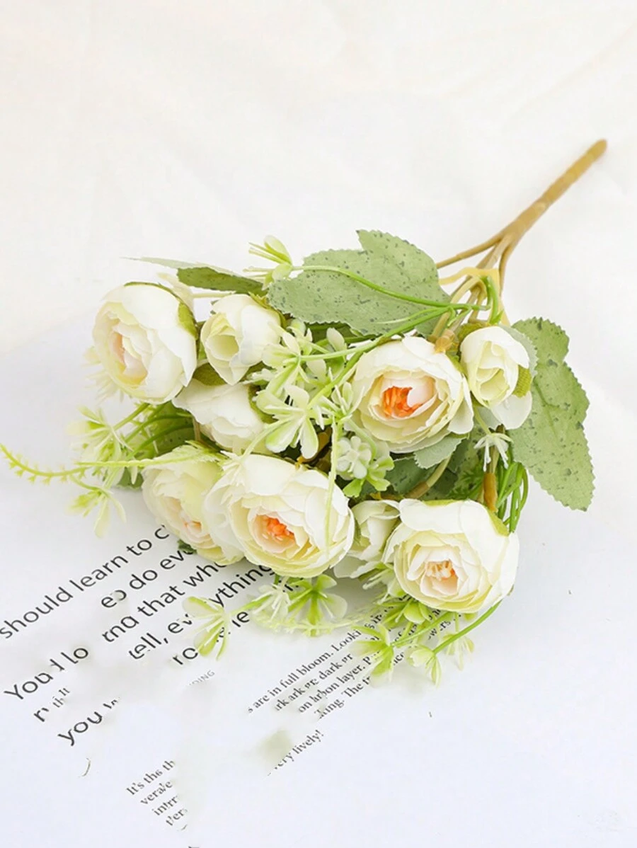 1pc Realistic Multi-Head Artificial Rose Bouquet, Colorful Lifelike Home Decor Suitable For Living Room, Daily Life