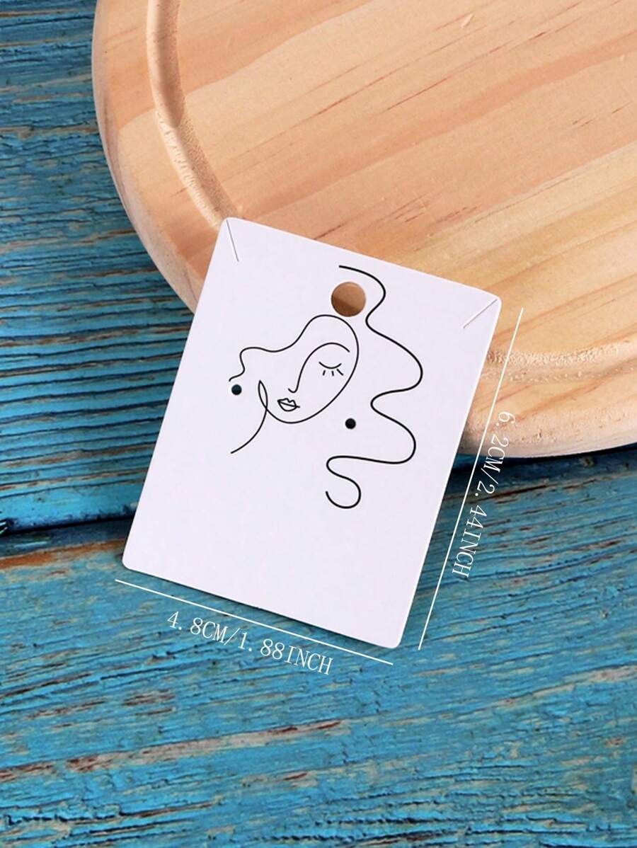 50pcs 4.8x6.2cm Jewelry Packaging Card, Copper Paper, Color Print, Minimalist Line Jewelry Display Card, Tag Back To School Valentine Day