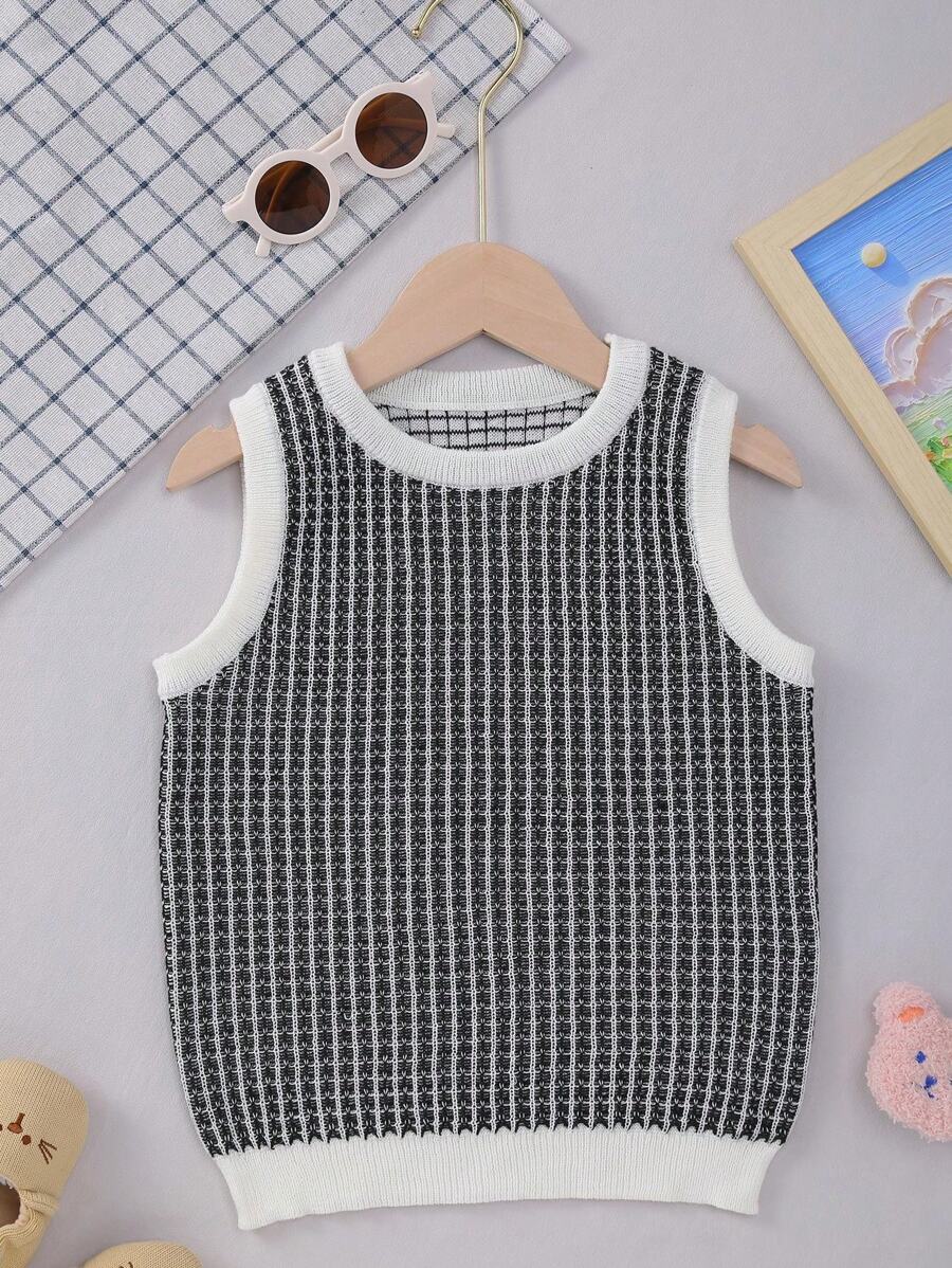 Chaleco de verano tejido para niño preadolescente con patrón de espiga
