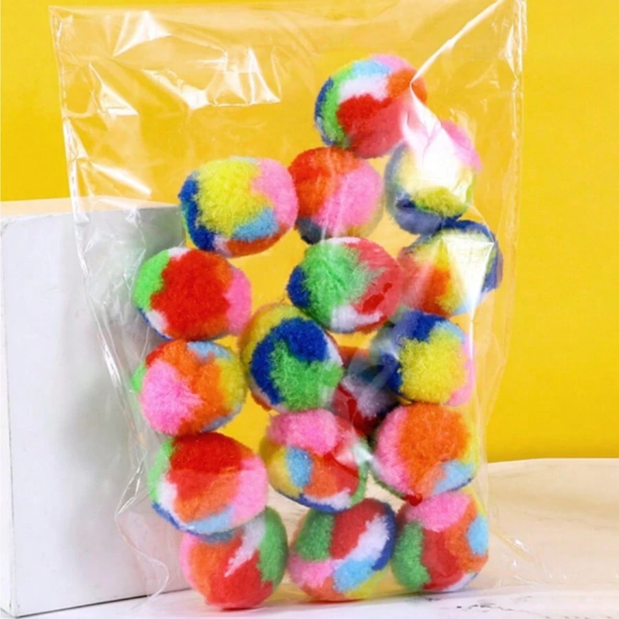 20pcs Boules de jouet pour chat en peluche de propylène de couleur arc-en-ciel, silencieuses, parfaites pour le jeu et le divertissement des chatons