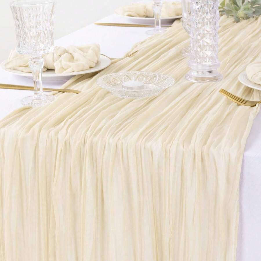 1 pezzo Tovaglia trasparente in organza a rete colore unito per matrimonio, festa nuziale, regalo, riunione