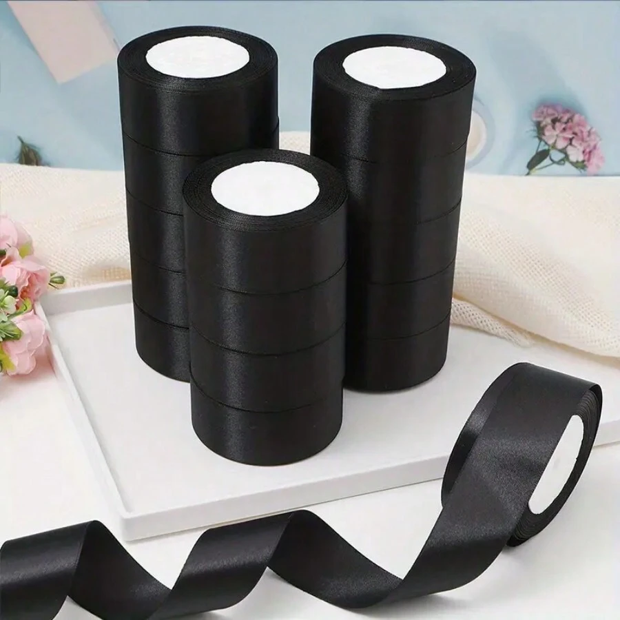 1 a 5 piezas de cinta de satén, para decoración de flores de rosa DIY, envolver regalos - Cinta moño para fiesta de boda