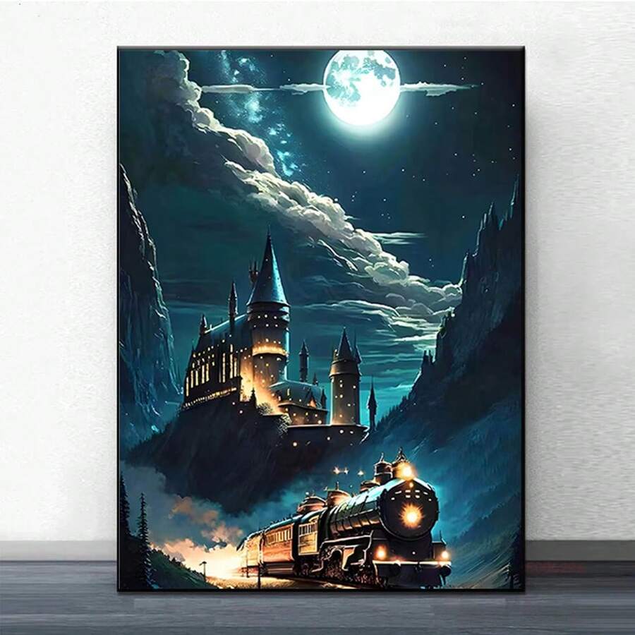1pc 30 * 40cm Kit di pittura a diamante FAI DA TE senza cornice, 5D mosaico diamanti rotondi in acrilico castello di diamanti artificiale. Ricamo a Croce e a mano pittura a diamanti completa, Pittura a diamanti Art Craft Wall Decor, design completo per trapano a diamante, rendendo l\"immagine più delicata e tridimensionale. Durante il processo di creazione, basta attaccare i diamanti alla tela in base ai numeri e ai colori del modello.