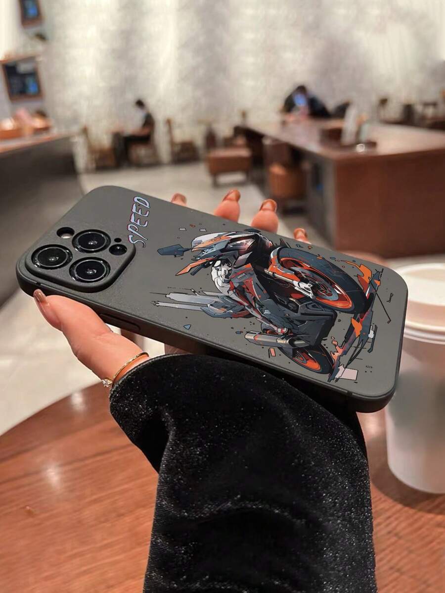 Mechanical Cool Motorcycle Style Straight Edge Precise Hole Painted Anti-Drop Phone Case Compatible With IPhone, Samsung, Xiaomi, Redmi Series