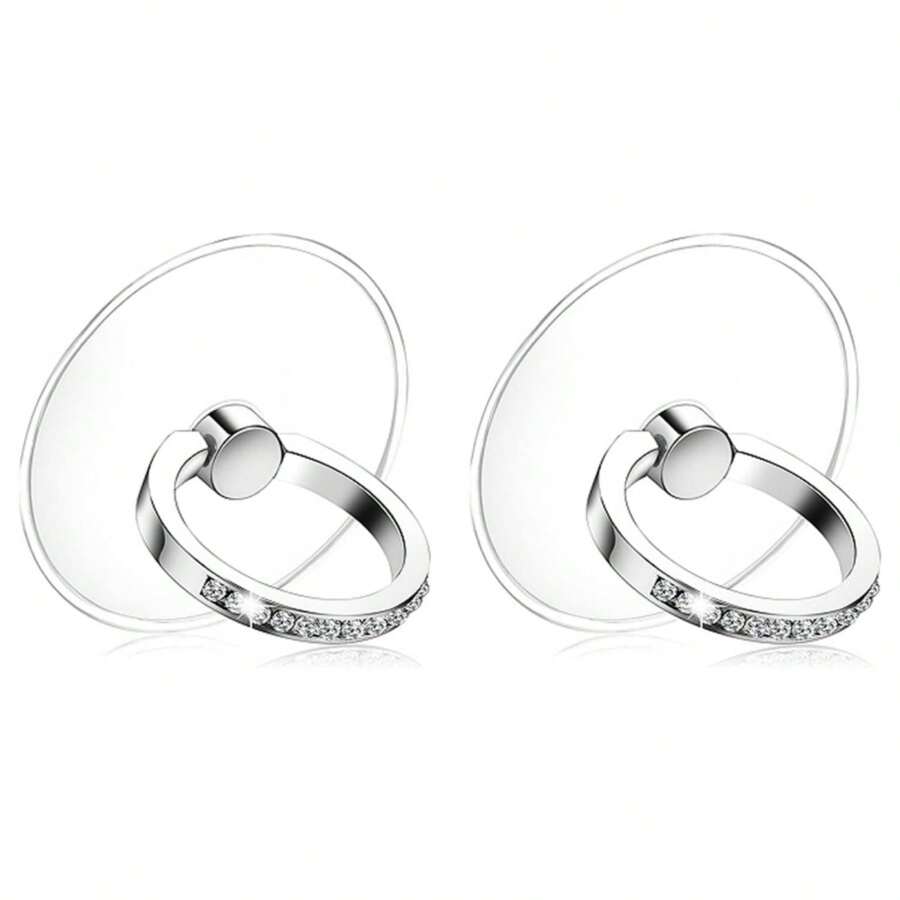 Cell Phone Ring Holder Stand 2 Packs Sliver, Glitter Rhinestone Phone Ring Finger Kickstand Universal 360 Degree Rotation,Clear Phone Ring Grip Compatible With Various Mobile Phones Compatible With IPhone, Android Phone, Gift For Birthday, Family, Friends Finger Ring Holder, Phone Grip, Phone Accessories