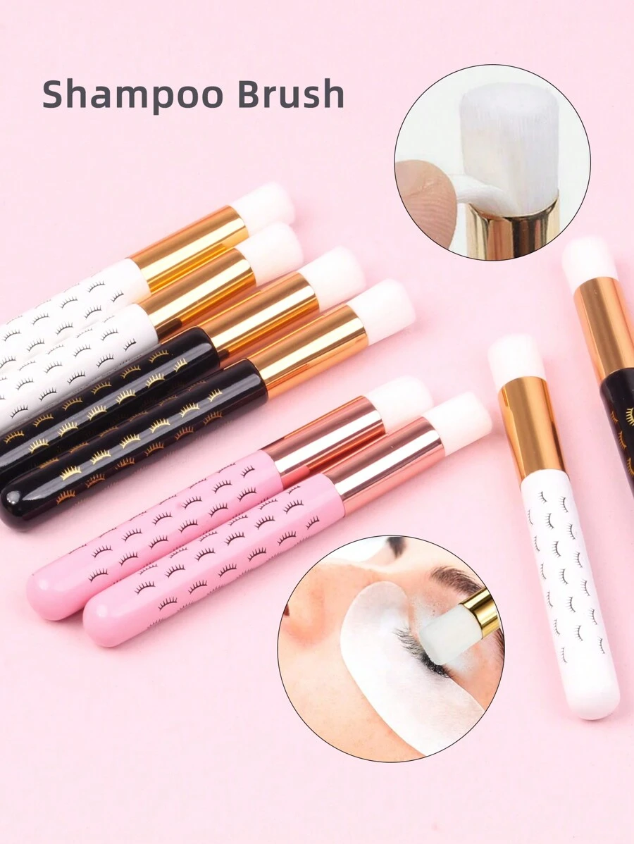 5PCS Makeup Brush Shampoo,Pink Black White Multicolor Brush Shampoo Soft Facial Cleansing Brush For Cleaning Eyelashes Eye Lash Foam Cleaner Applicator Brush Makeup Tools