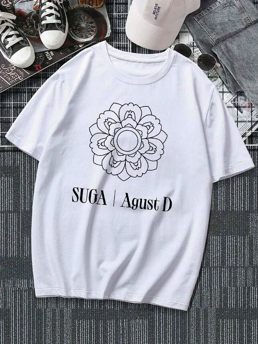 Camiseta Masculina Estampada Agust D Yoongi Idol Kpop Unissex Algodão