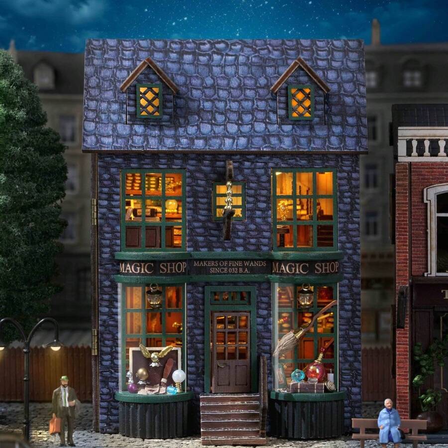 Magical Shop DIY Doll House Model Building Kit 3D Puzzle Toy Miniature With Furniture, Home Creative Room Bedroom Decorations, Wooden Handcraft Easter Birthday Gift Room Decoration