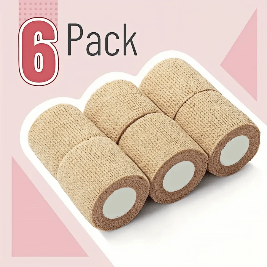 6 rotoli di bendaggi adesivi - supporto di sicurezza sportivo elastico - accessori palestra da 2,5 cm/1 pollice e 5 cm/2 pollici, bende sportive, nastro adesivo per sport