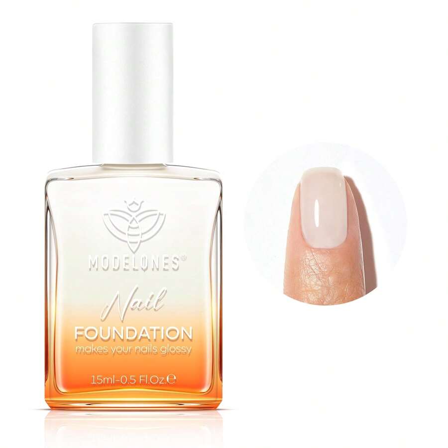 Modelones 15ml Nail Natural Concealer Foundation Polish, Air Dry Nail Tech Must Haves Kit For Damaged Nails Imperfection Masking, Pearl White