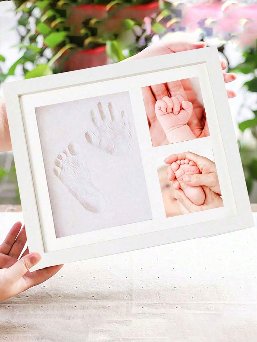 Kit per impronte dei piedini del neonato, kit per impronte di mani e piedi del neonato, cornice portafoto per ricordi del neonato, cornici per immagini per la nursery, kit stampo per impronte delle mani, regali per neomamma, articoli essenziali per neonati, regali per festa di nascità in bianco