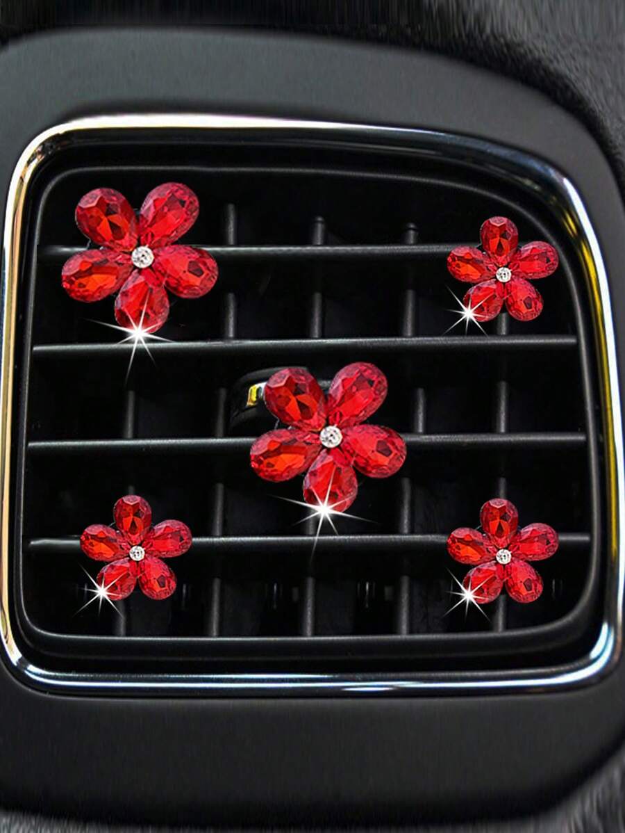 5st Kristallen bloem Auto Luchtverfrisser Klem , Airco Decoraties Voor Auto interieur Accessoires