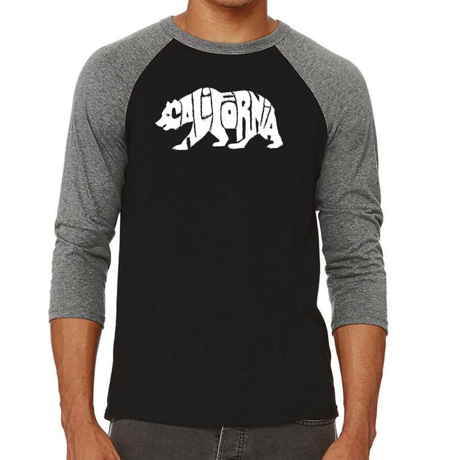 Men's Raglan Baseball Word Art T-Shirt - California Bear