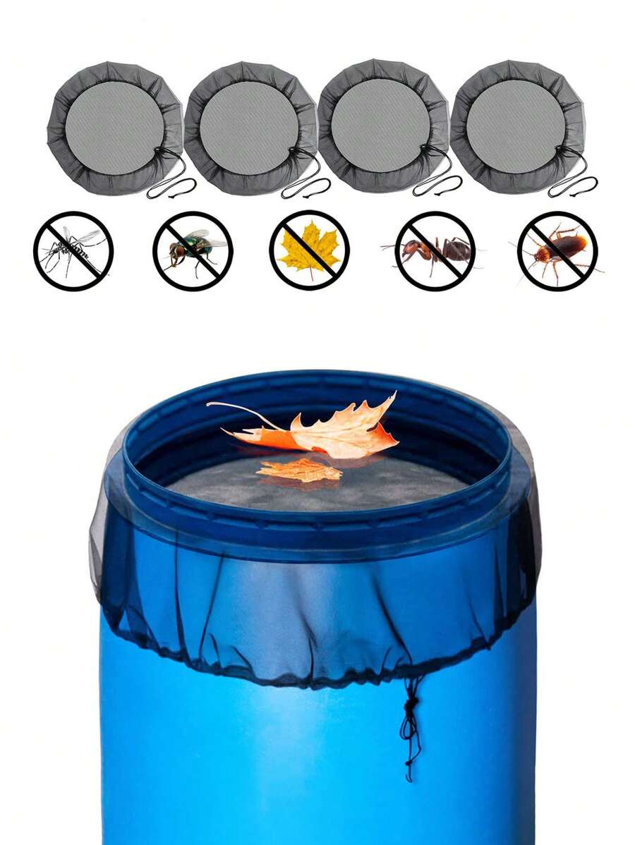 1pc Rain Barrel Mesh Cover, Water Collection Buckets Net, Rain Barrel Netting Cover With Adjustable Drawstring, Filter Screen For Outdoor Garden Rain Barrel Accessories Prevent Mosquitoes, Fallen Leaves And Other Debris From Entering The Bucket