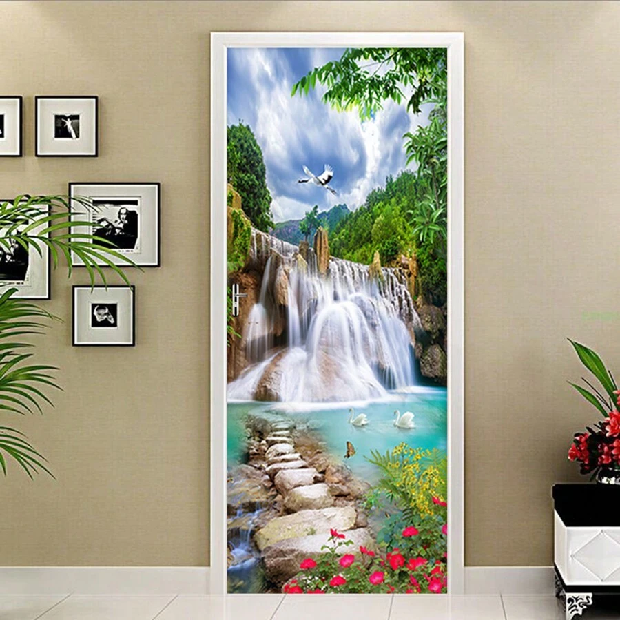 1 pièce/2 pièces Autocollant imperméable et anti-salissure, sticker mural à motif paysage de cascade 3D pour décoration murale intérieure et extérieure/placard/porte, stickers, sticker mural, décalcomanie en vinyle pour décorations de la maison, articles de décoration de printemps pour rafraîchir votre maison, autocollants de décoration Rama, cadeaux d'anniversaire et de remise des diplômes