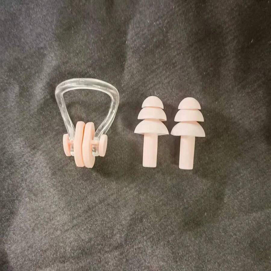 1Set Swimming Earplugs Nose Clip,Reusable Waterproof Soft Ear Plugs ,Ear Nose Protection For Adults,For Showering Bathing Surfing Snorkeling, Beach Essentials, Beach Accessories, Pool Float