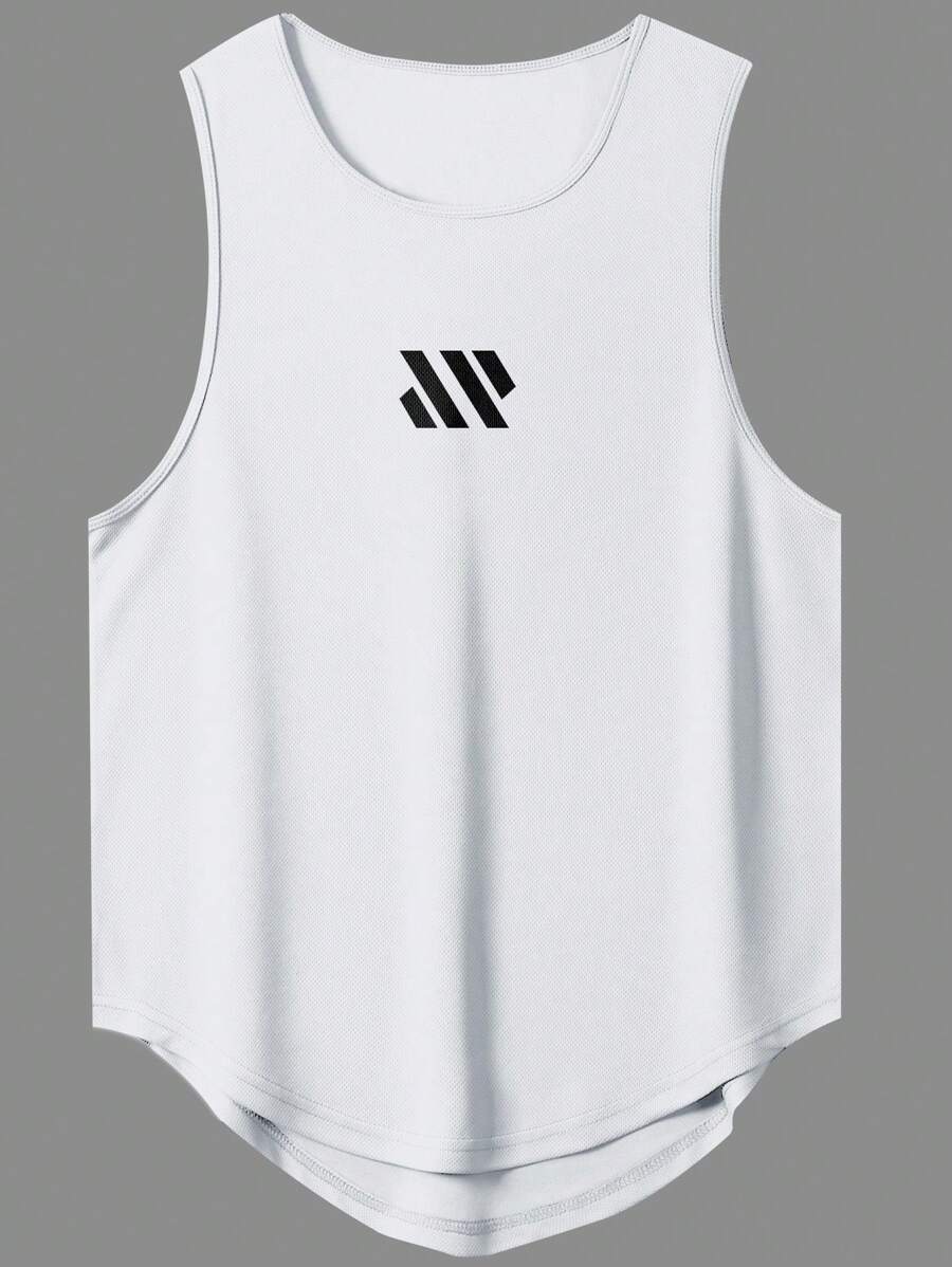 Regata atlética masculina de ombros largos com design de bainha curva, oferece caimento natural e camadas aprimoradas, adequada para levantamento de peso em academia e caminhadas ao ar livre