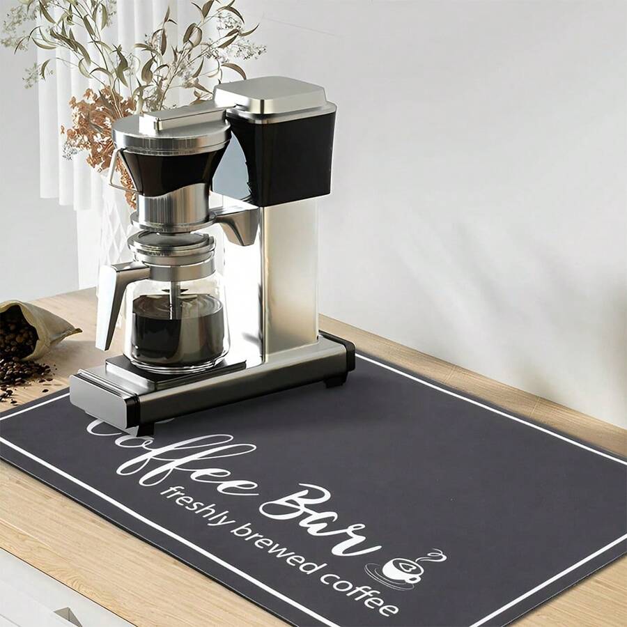 1PC Coffee Mat Dish Drying Mat CoffeeBar Mat For Countertop, Hide Stain AbsorbentSpill Mat, Rubber Backing, Coffee BarAccessories Fit Coffee Machine, Coffee MakerCoffeemat (Dark Gray)