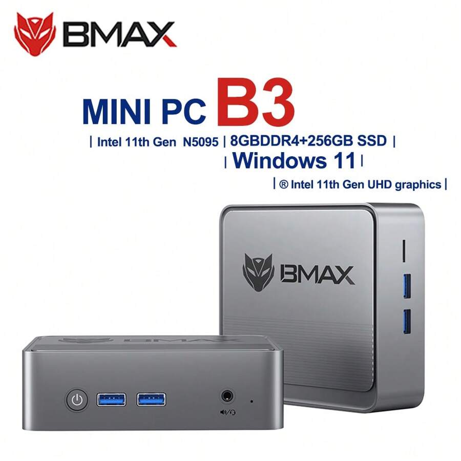 BMAX BMAX B3 Mini PC Windows 11 Pro Intel N5095 8GB RAM DDR4 256GB SSD Gráficos Intel UHD de 11.a generación 1000Mbps Ethernet