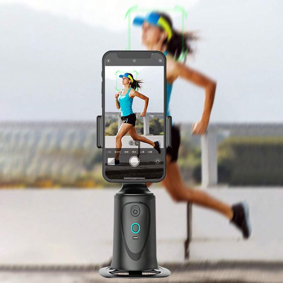 Soporte de seguimiento facial IA de 360 °, control de gestos, rotación de 360 °, no se requiere aplicación, para selfie de espectáculo en vivo y vlog en dispositivos móviles