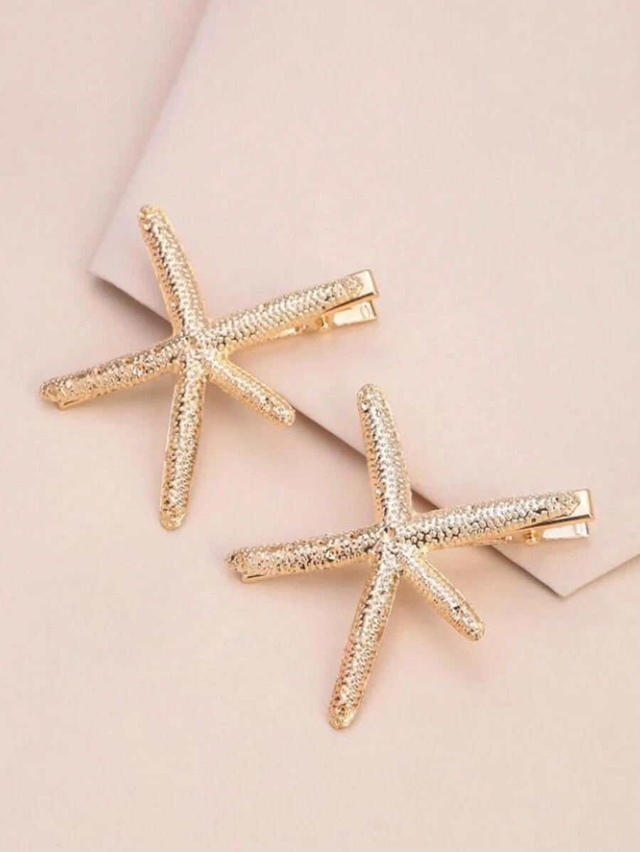 2pcs Starfish Decor Alligator Hair Clip Claw Clips Hair Claws Hair Barrettes