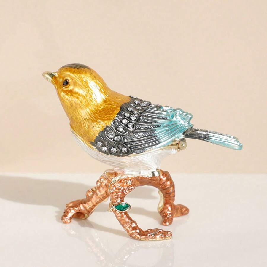 1pc Animal Themed Jewelry Box, Magpie Decorative Trinket Holder, Small Bird Jewelry Storage Box For Stud Earrings, Rings, Necklaces And Accessories