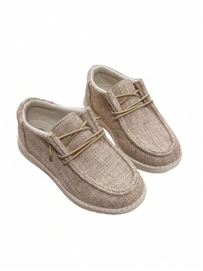 Kids Sports Shoes, Unisex Casual Elastic Lace Low-Top Canvas Sneakers, Lightweight And Breathable