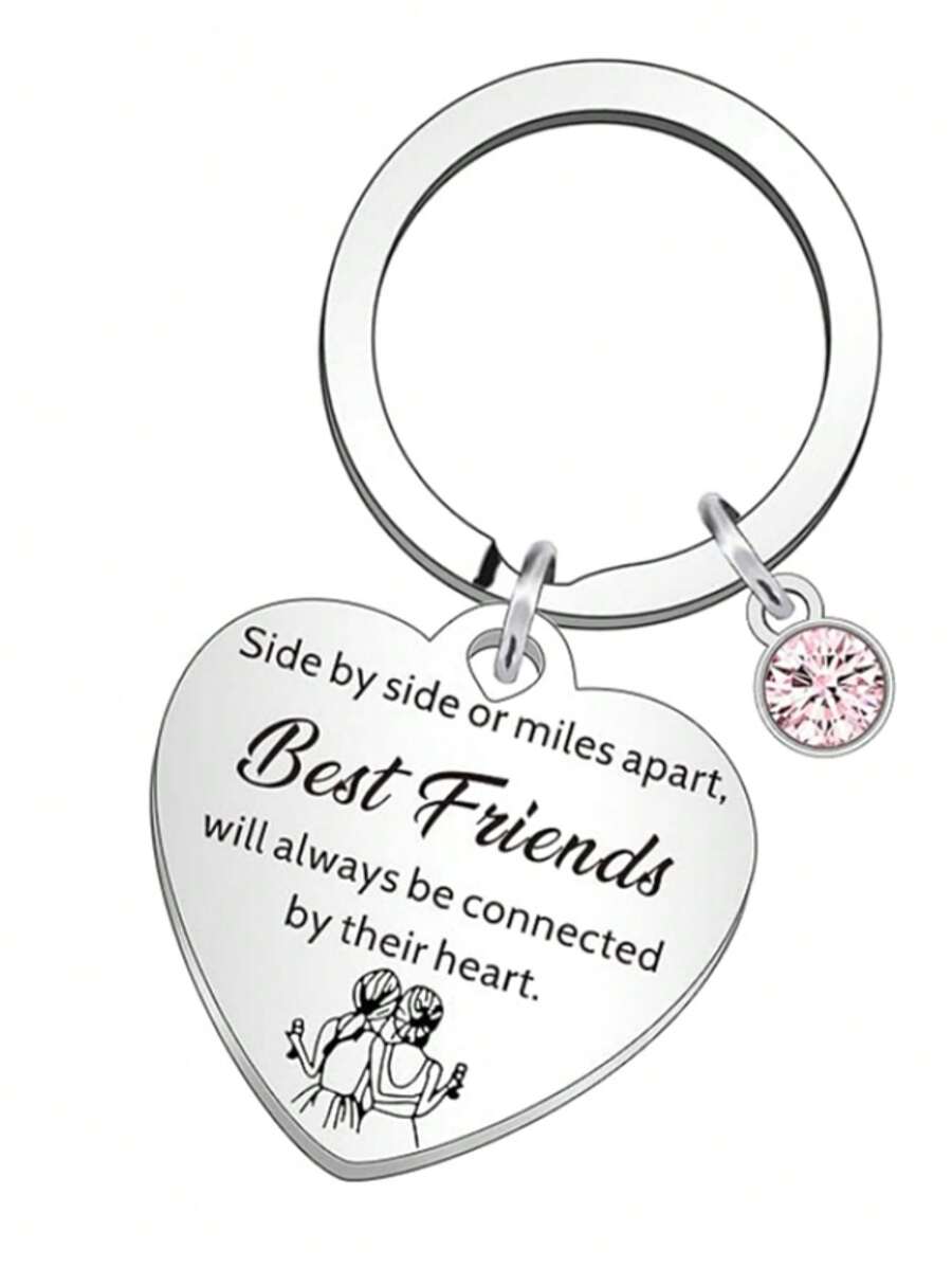 Lovely Best Friend Friendship Keychain - Great Gift For Girls On Birthday, Graduation Or Far-Distance Telephone... With Engraved Keychain As Present Valentine's Day Car Accessories Bag Charm School Cute Goth Y2k