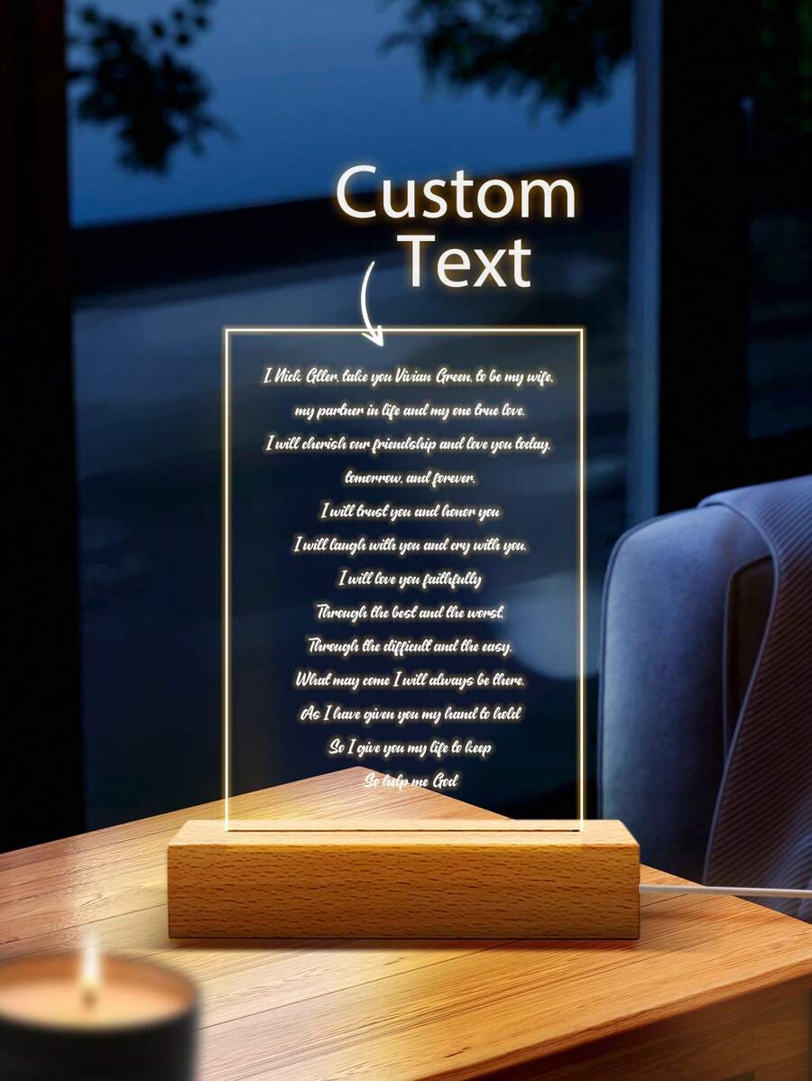 1 peça Luz Noturna Personalizada com seu texto ou foto, Cores Quentes, Lâmpada de Acrílico, Presentes Personalizados Exclusivos para Casal, Ideal para Presente de Aniversário, Presente de Dia dos Namorados, Presente de Aniversário, Presente de Casamento, Presente do Dia das Mães, Presente do Dia dos Pais, Presente de Melhor Amigo, Presente para Mãe/ Pai/ ela/ ele/ Namorada/ Namorado/ Esposa/ Marido/ Amigo