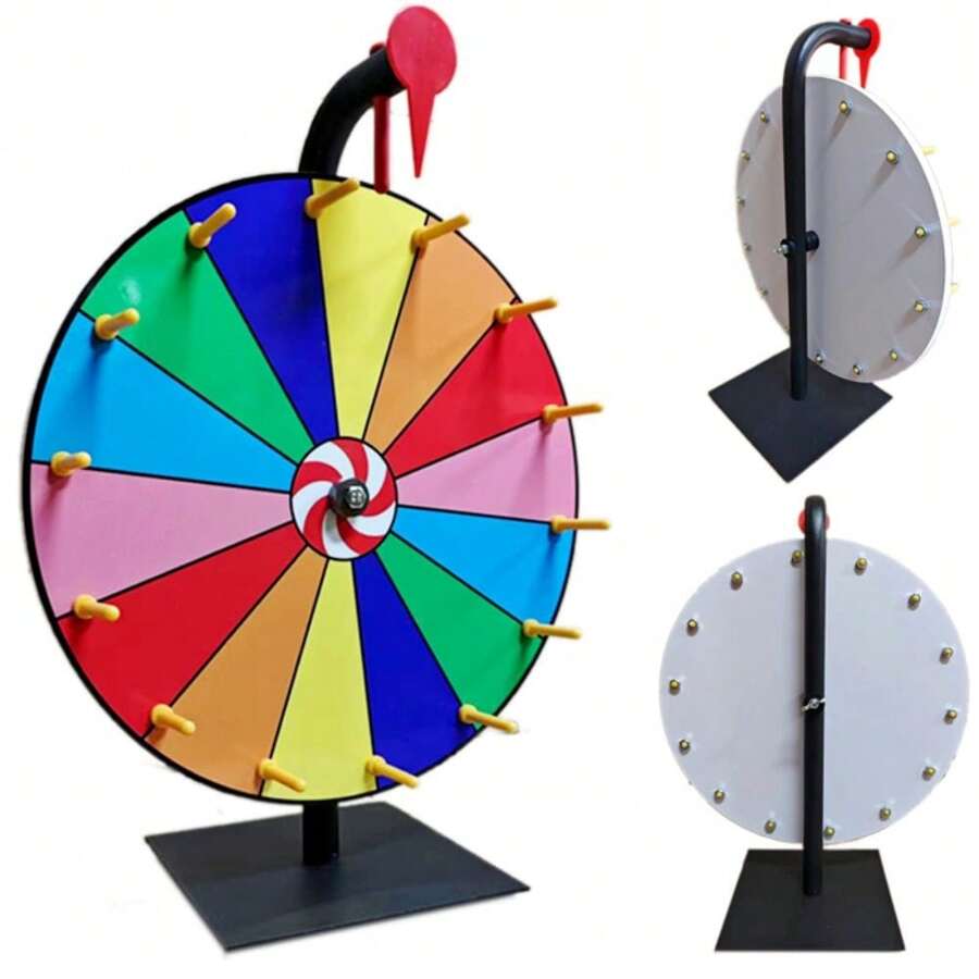 Rueda giratoria de premios de 12 pulgadas con soporte resistente y giratorio de 14 ranuras de colores para mesas - Perfecta para carnavales, ferias comerciales, juegos de fortuna, regalos de juegos