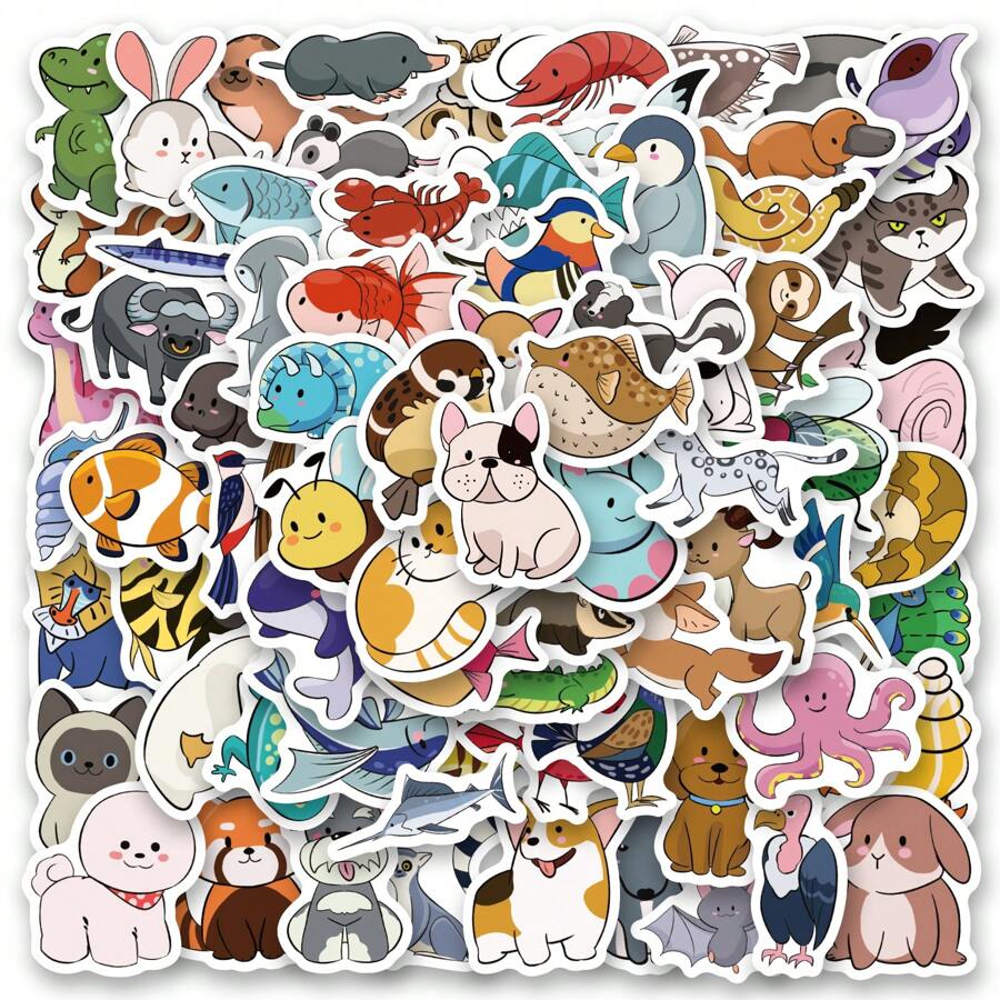100PCS Pegatinas animales lindos originales Vinilo Estética a prueba de agua Pegatinas Álbum de recortes, Diario, Portátil, Parachoques, Patineta, Botellas de agua, Computadora, Teléfono, Dibujos animados, Sombrero duro, Pegatinas y calcomanías de coche