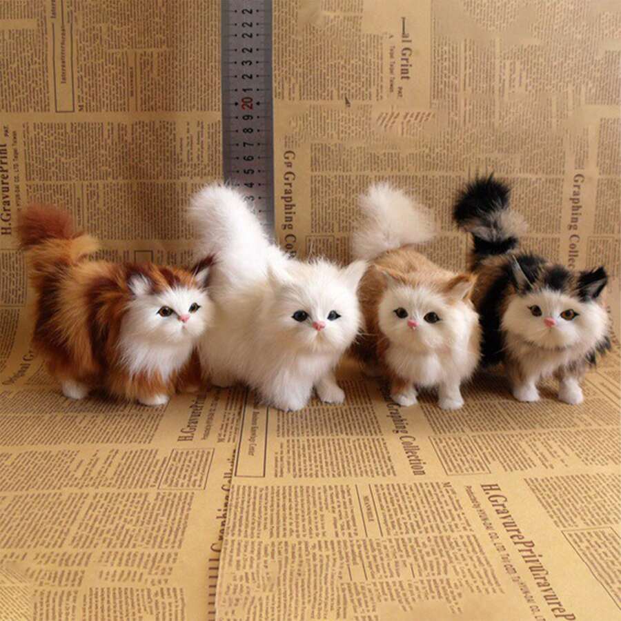 1pc Realistic Cat Simulation Cat Set Of Four Cats Set Of Five Cats Product Imitation Cat Animal Cat Flower Cat Ornament Gift,Home Decoration