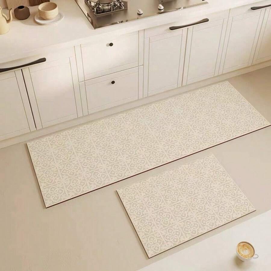 1 Stück Kleeblatt und Farbblock-Spleiß-Küchenboden-Matte aus Silikon, Puffermüdigkeit, Wasserabsorption, rutschfeste Trockenheit, geeignet für Küche/Esszimmer/Wäsche/Badezimmer/Zugang/Tür usw. Raumdekoration