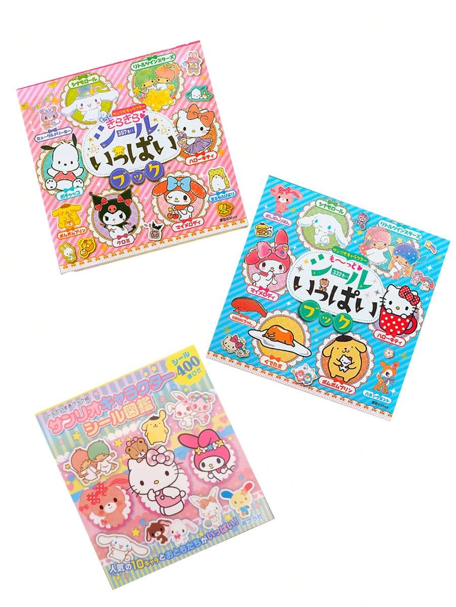 Sanrio Sanrio Kuromi Hello Melody Cinnamoroll Cartoon Character Kitty Cat Collection Cute Sticker Book Cartoon Handbook DIY Stickers (Some Parts May Be Random)
