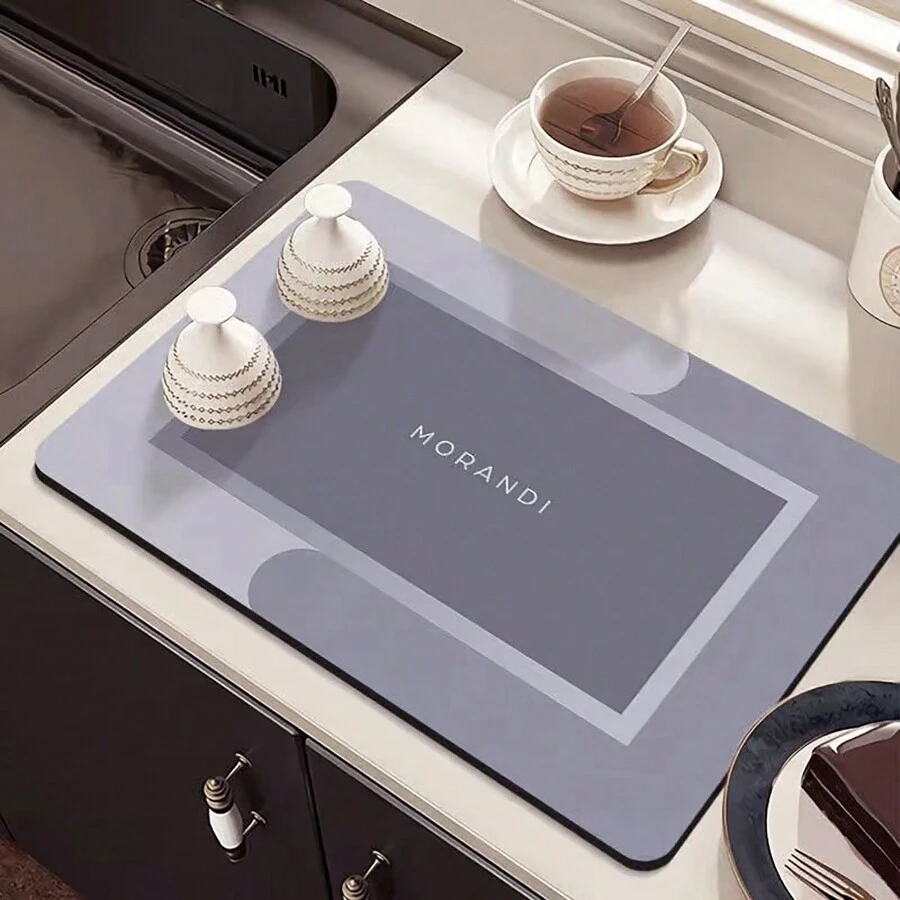 1pc Modern Minimalist Diatom Mud Placemat, Luxury And High-End Heat Insulation, Water Absorption And Quick Drying Kitchen Mat For Home Use,Kitchen,Summer Beach Party,Food,Camping,Organizer,Room Decor,Kitchen Items.