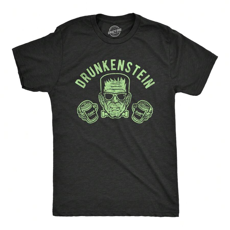 Mens Drunkenstein T Shirt Funny Frankenstien Beer Halloween Party Graphic Tee
