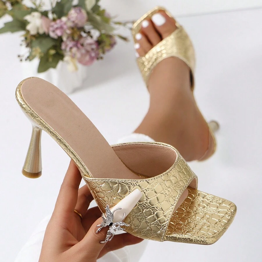 New Fashion Simple European And American Style Square Toe High Heel Ladies Sandals For Commuting And Versatile Wear