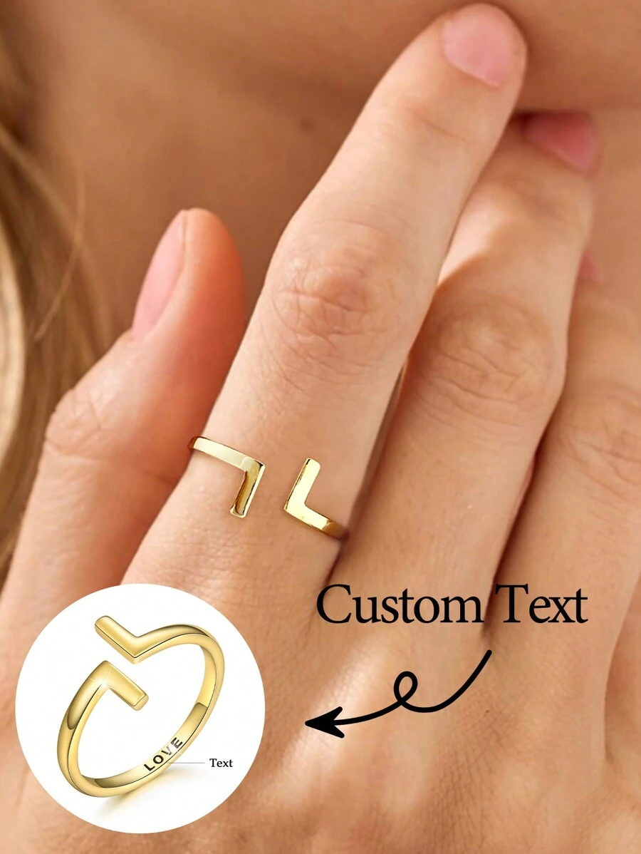 1 Peça Anel Ajustável Exclusivo Gravação Personalizada Presente Personalizado Em Inglês Para Mulheres S925 Sterling Silver Fine Ladies Jóias Presente Personalizado Presente De Aniversário