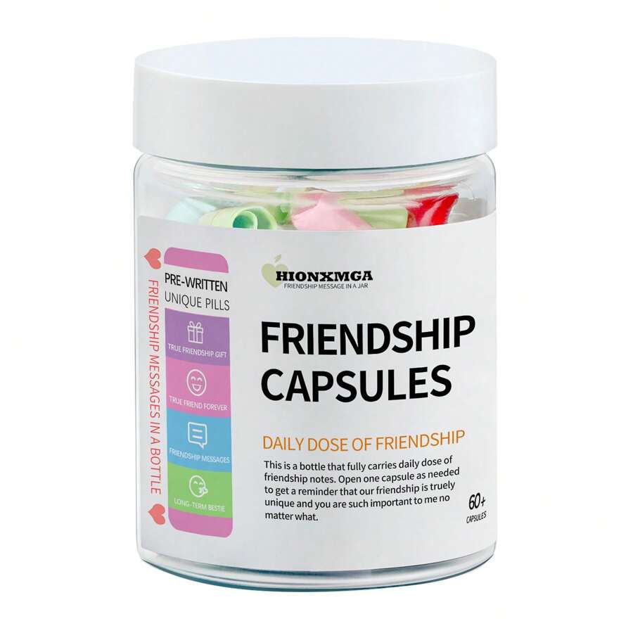 Friendship Messages Pre-Written In A Bottle (60+ PCS), Friend Gifts For Women Sister Bestie, Unique Capsule Letters In Plastic Jar Cute BFF Gifts Birthday Christmas Gift Idea