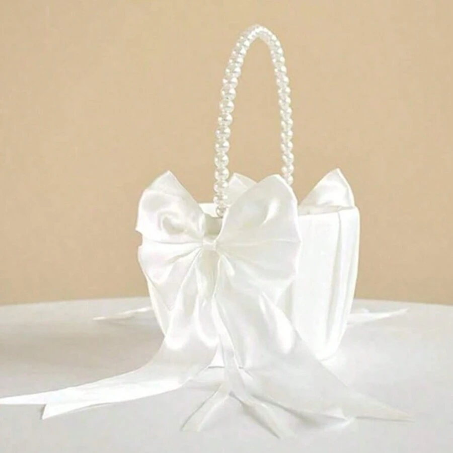 Canasta para lanzar pétalos de flores para niña de las flores, canasta de flores para la novia, accesorio decorativo para boda