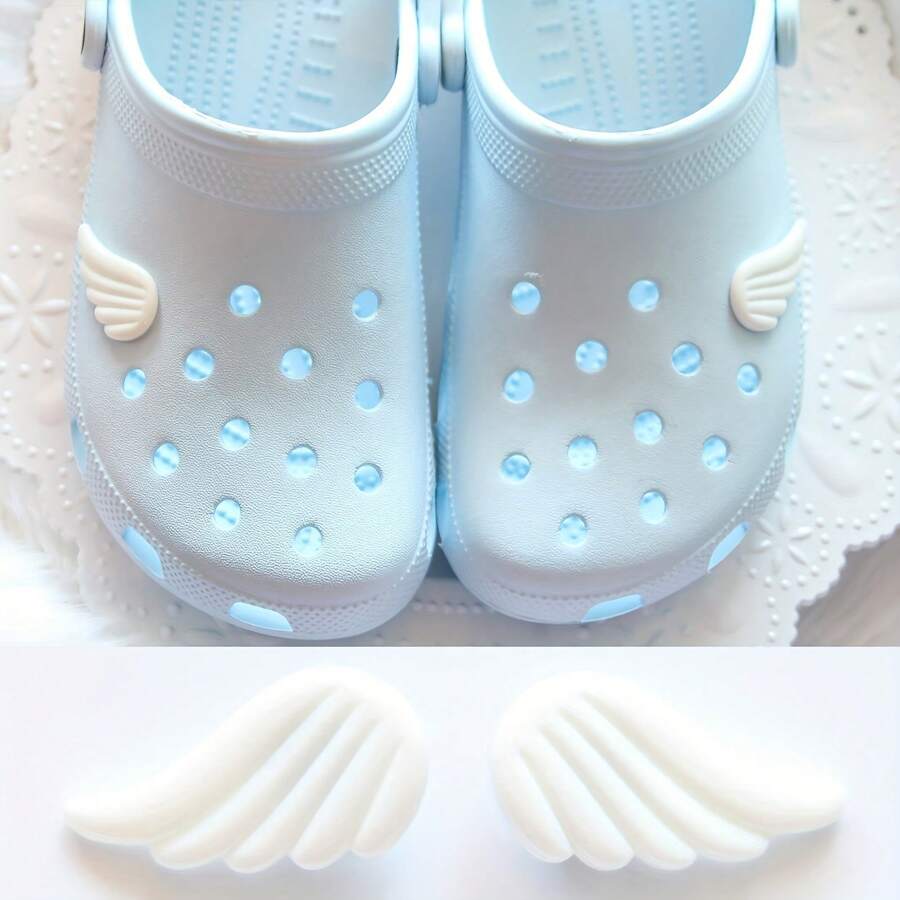 1 Pair Cute Wing Shoe Charms, Shoe Decorations Accessories Suitable For Hollow Out Clogs, Garden Shoes, Summer
